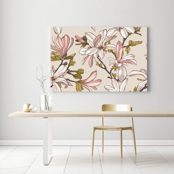 Leinwandbild pastell magnolien auf beigem grund – Wallnifity® Leinwandbild pastell magnolien auf beigem grund – Wallnifity®