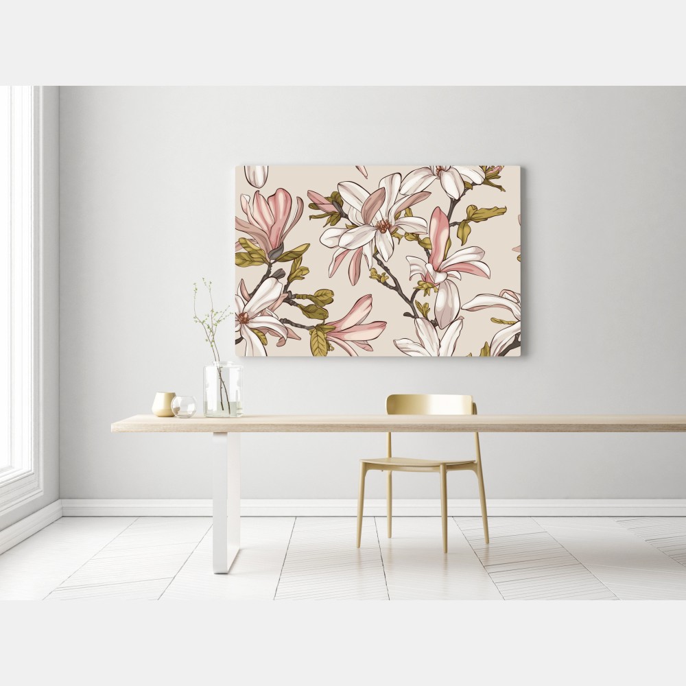 Leinwandbild pastell magnolien auf beigem grund – Wallnifity® Leinwandbild pastell magnolien auf beigem grund – Wallnifity®