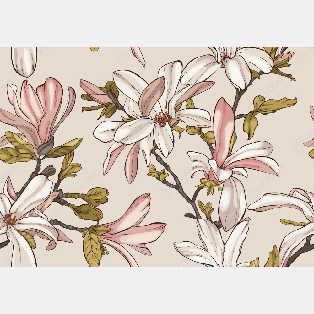 Leinwandbild pastell magnolien auf beigem grund – Wallnifity® Leinwandbild pastell magnolien auf beigem grund – Wallnifity®