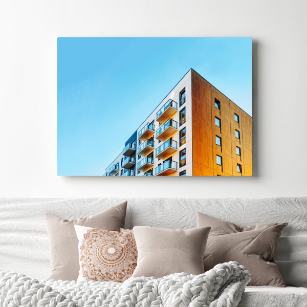 Leinwandbild modernes wohngebäude mit balkonen – Wallnifity®