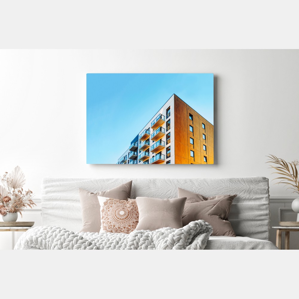 Leinwandbild modernes wohngebäude mit balkonen – Wallnifity®