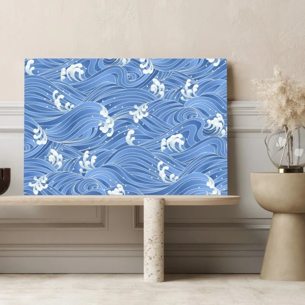 Leinwandbild stilisiertes Japanisches wellenmuster – Wallnifity® Leinwandbild stilisiertes Japanisches wellenmuster – Wallnifity®