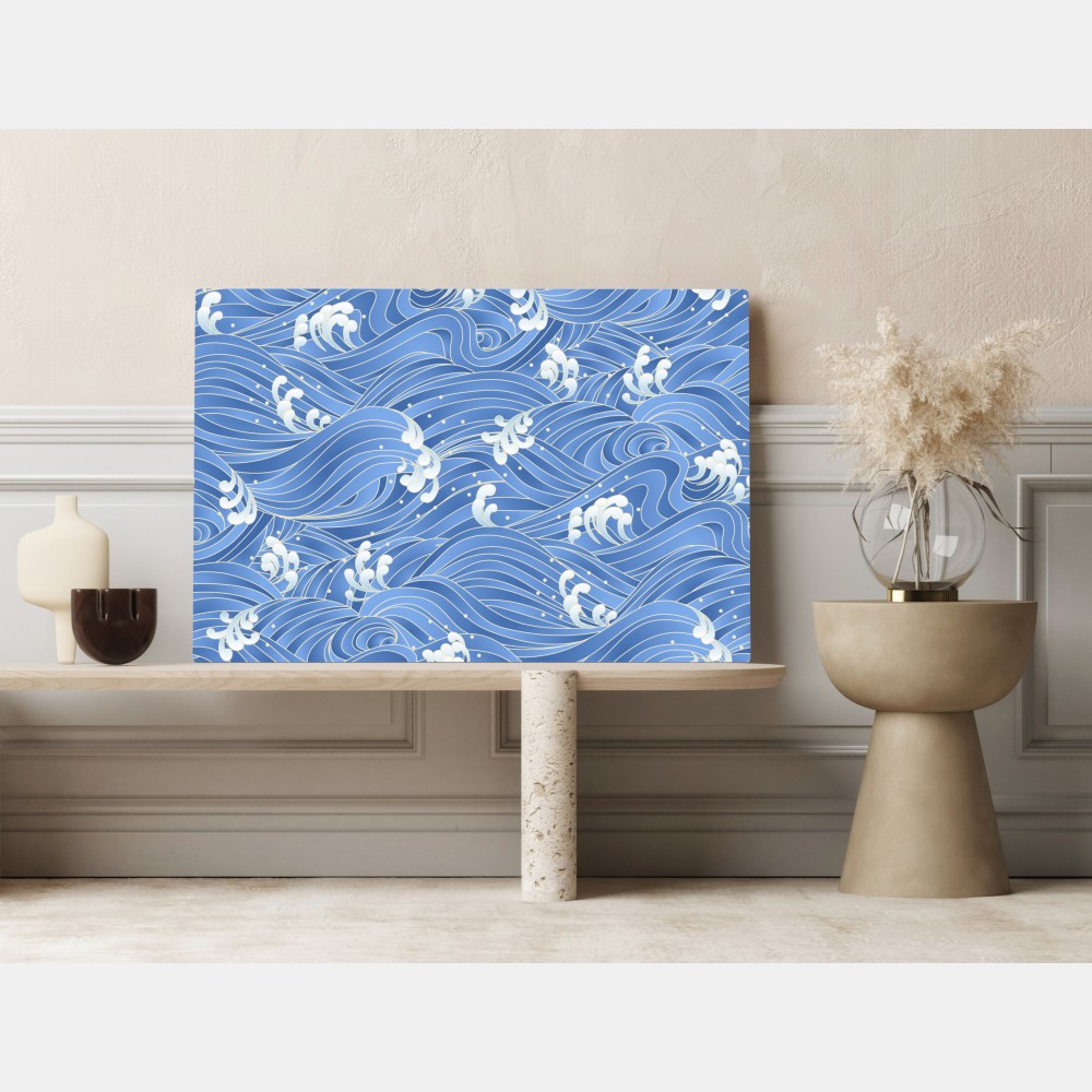 Leinwandbild stilisiertes Japanisches wellenmuster – Wallnifity® Leinwandbild stilisiertes Japanisches wellenmuster – Wallnifity®