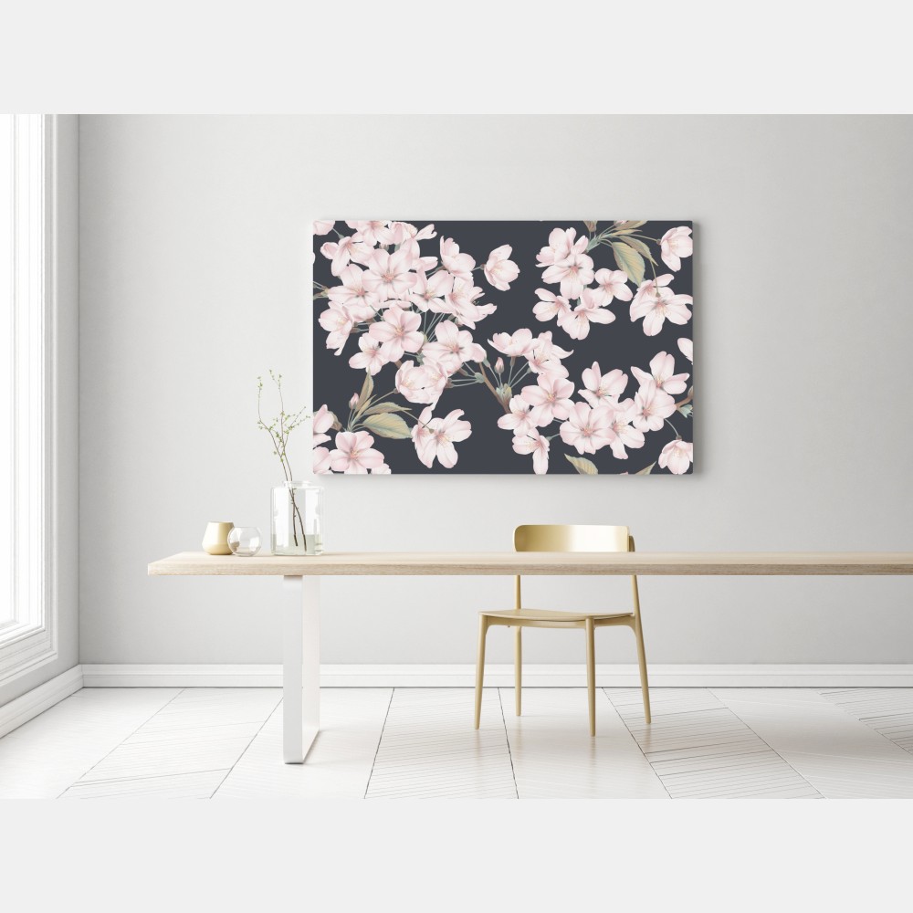Leinwandbild zartes kirschblütenmuster – Wallnifity® Leinwandbild zartes kirschblütenmuster – Wallnifity®