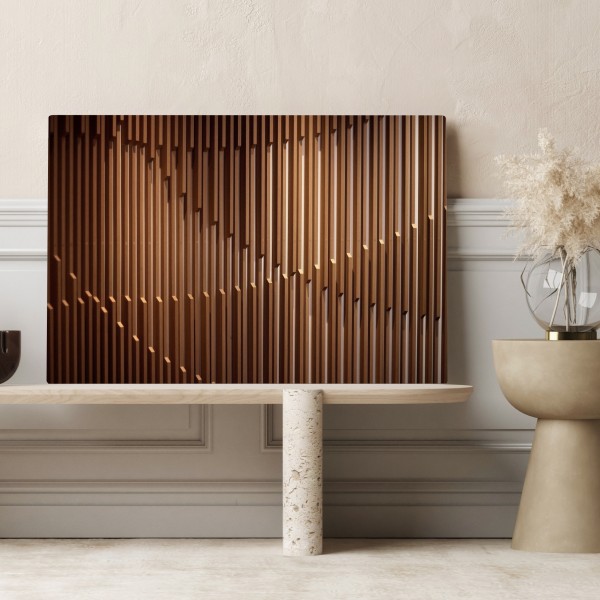 Leinwandbild warmes muster aus holzlamellen für die wand – Wallnifity® Leinwandbild warmes muster aus holzlamellen für die wand – Wallnifity®
