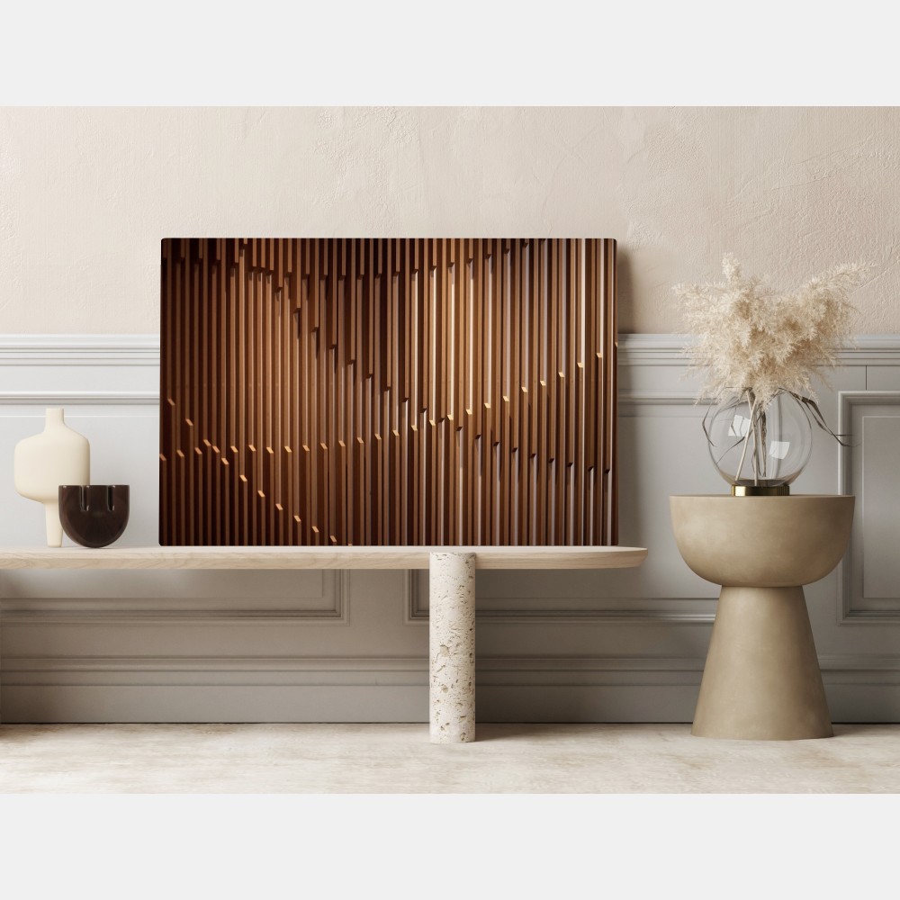 Leinwandbild warmes muster aus holzlamellen für die wand – Wallnifity® Leinwandbild warmes muster aus holzlamellen für die wand – Wallnifity®