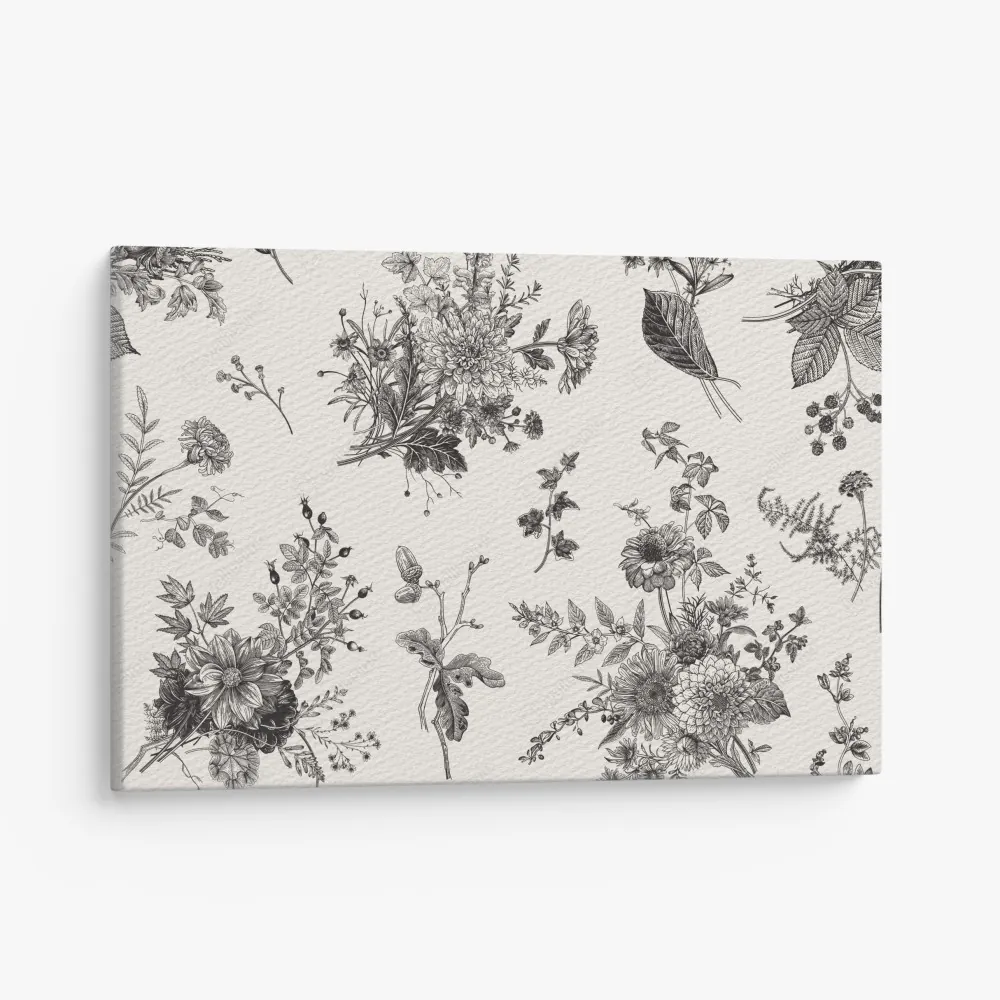 Leinwandbild klassisches schwarzweißes blumenmuster – Wallnifity® Leinwandbild klassisches schwarzweißes blumenmuster – Wallnifity®