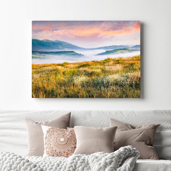 Leinwandbild nebliger morgen in den Karpaten – Wallnifity® Leinwandbild nebliger morgen in den Karpaten – Wallnifity®