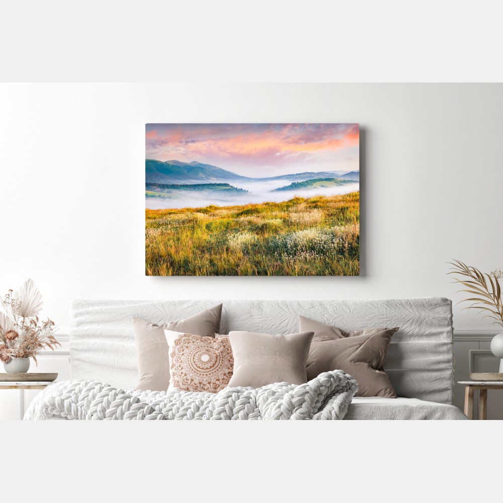 Leinwandbild nebliger morgen in den Karpaten – Wallnifity® Leinwandbild nebliger morgen in den Karpaten – Wallnifity®