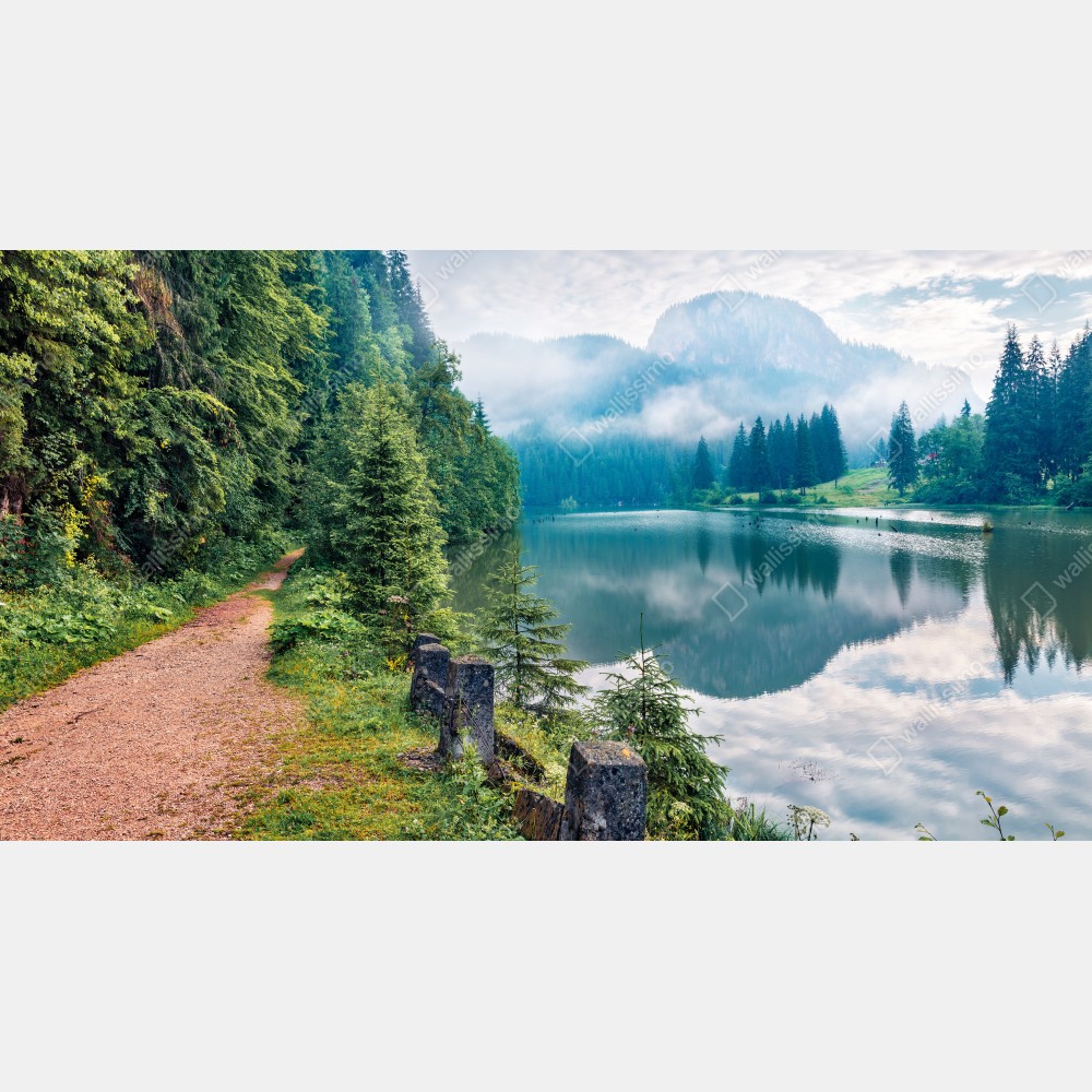 Leinwandbild nebliger morgen am Lacu Rosu – Wallnifity® Leinwandbild nebliger morgen am Lacu Rosu – Wallnifity®