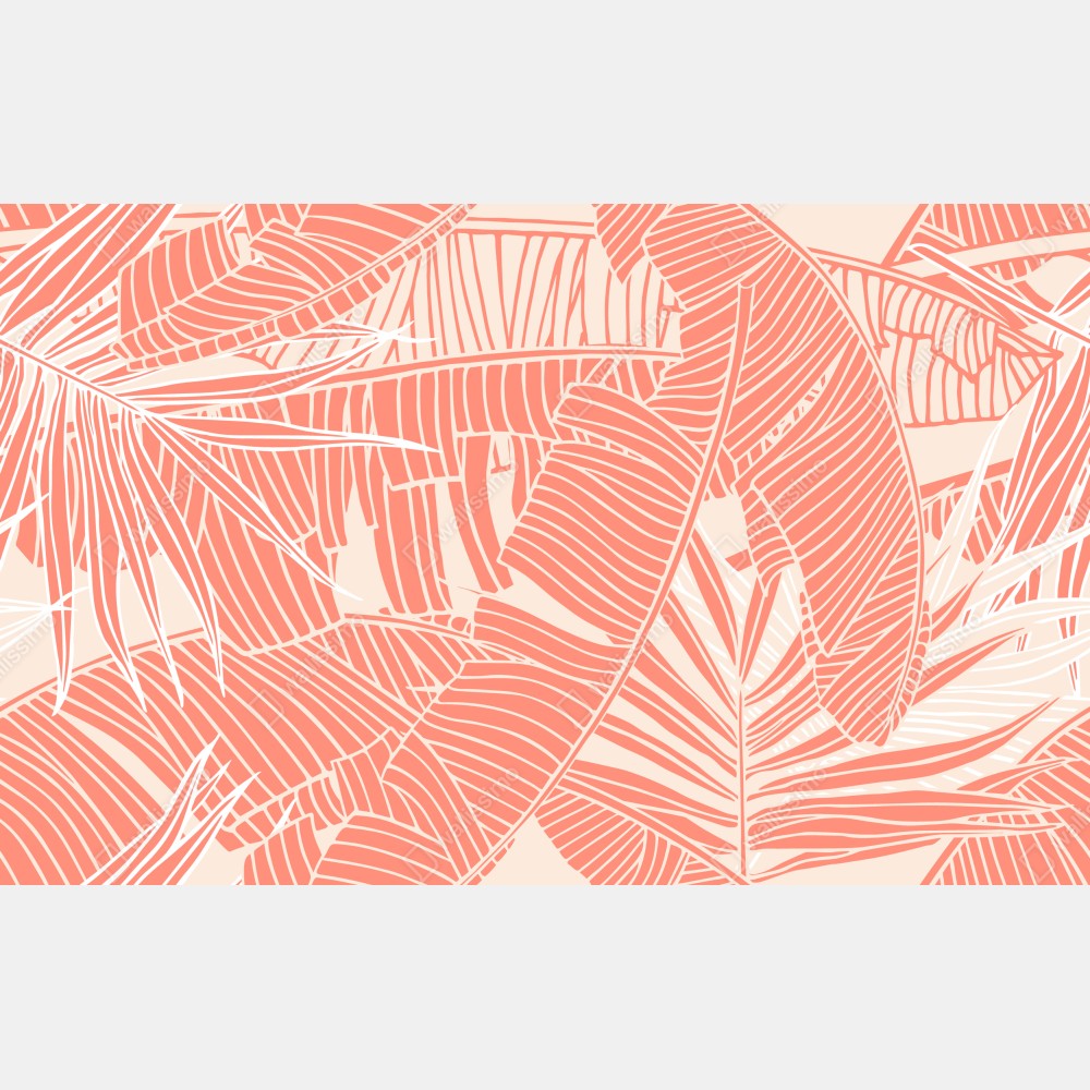 Leinwandbild korallenfarbenes tropisches blattmuster – Wallnifity® Leinwandbild korallenfarbenes tropisches blattmuster – Wallnifity®