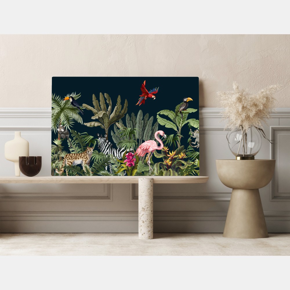 Leinwandbild tropische dschungel-wildtierszene – Wallnifity® Leinwandbild tropische dschungel-wildtierszene – Wallnifity®