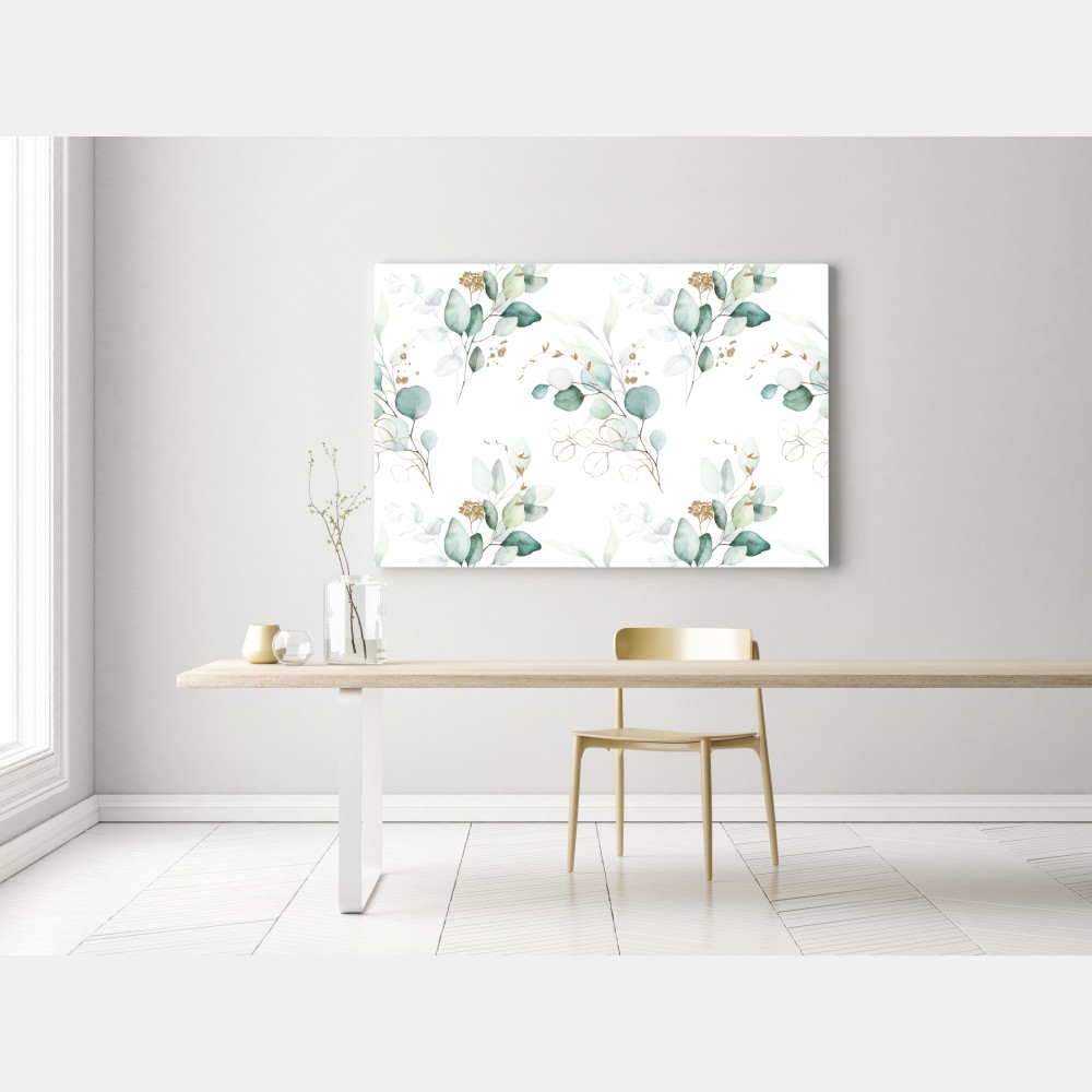 Leinwandbild eukalyptus aquarell muster in grüntönen – Wallnifity® Leinwandbild eukalyptus aquarell muster in grüntönen – Wallnifity®