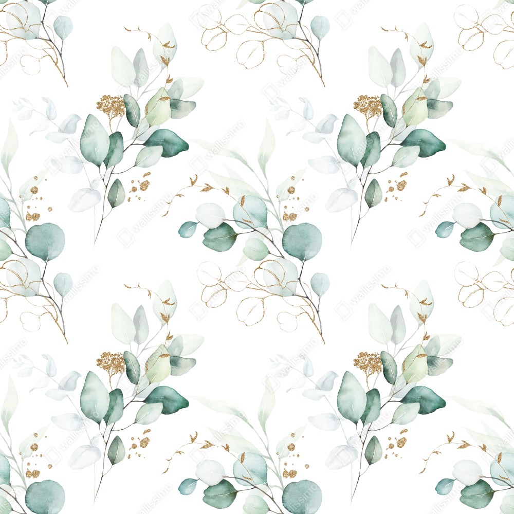Leinwandbild eukalyptus aquarell muster in grüntönen – Wallnifity® Leinwandbild eukalyptus aquarell muster in grüntönen – Wallnifity®