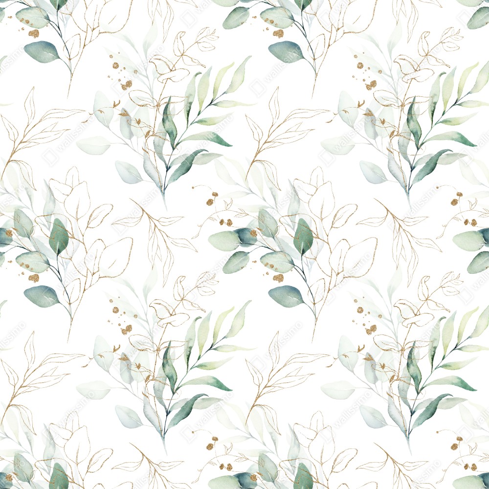 Leinwandbild sanftes eukalyptus aquarellmuster – Wallnifity® Leinwandbild sanftes eukalyptus aquarellmuster – Wallnifity®