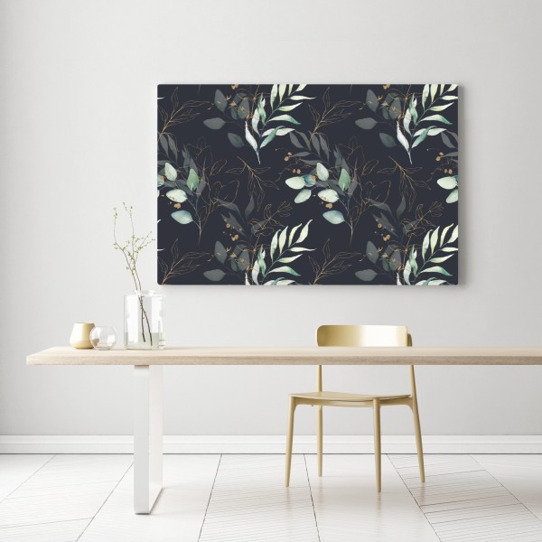 Leinwandbild aquarell eukalyptusblätter auf dunklem hintergrund – Wallnifity® Leinwandbild aquarell eukalyptusblätter auf dunklem hintergrund – Wallnifity®