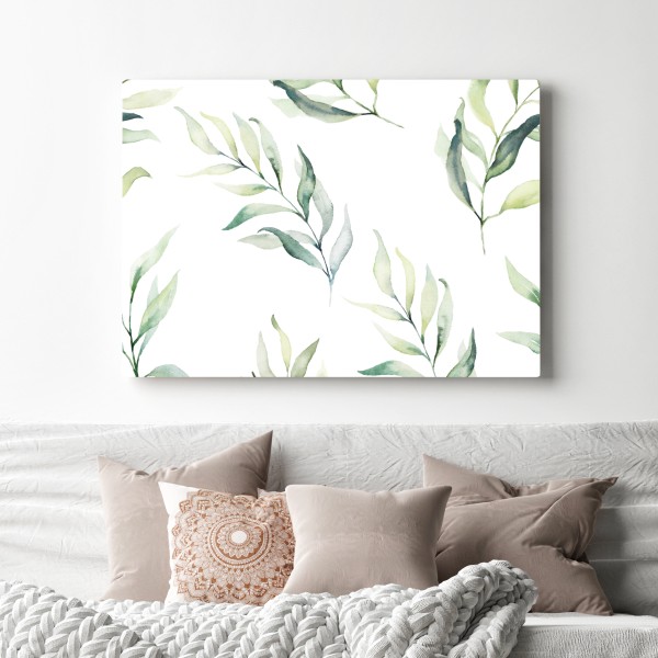 Leinwandbild sanftes aquarellmuster mit eukalyptusblättern – Wallnifity® Leinwandbild sanftes aquarellmuster mit eukalyptusblättern – Wallnifity®