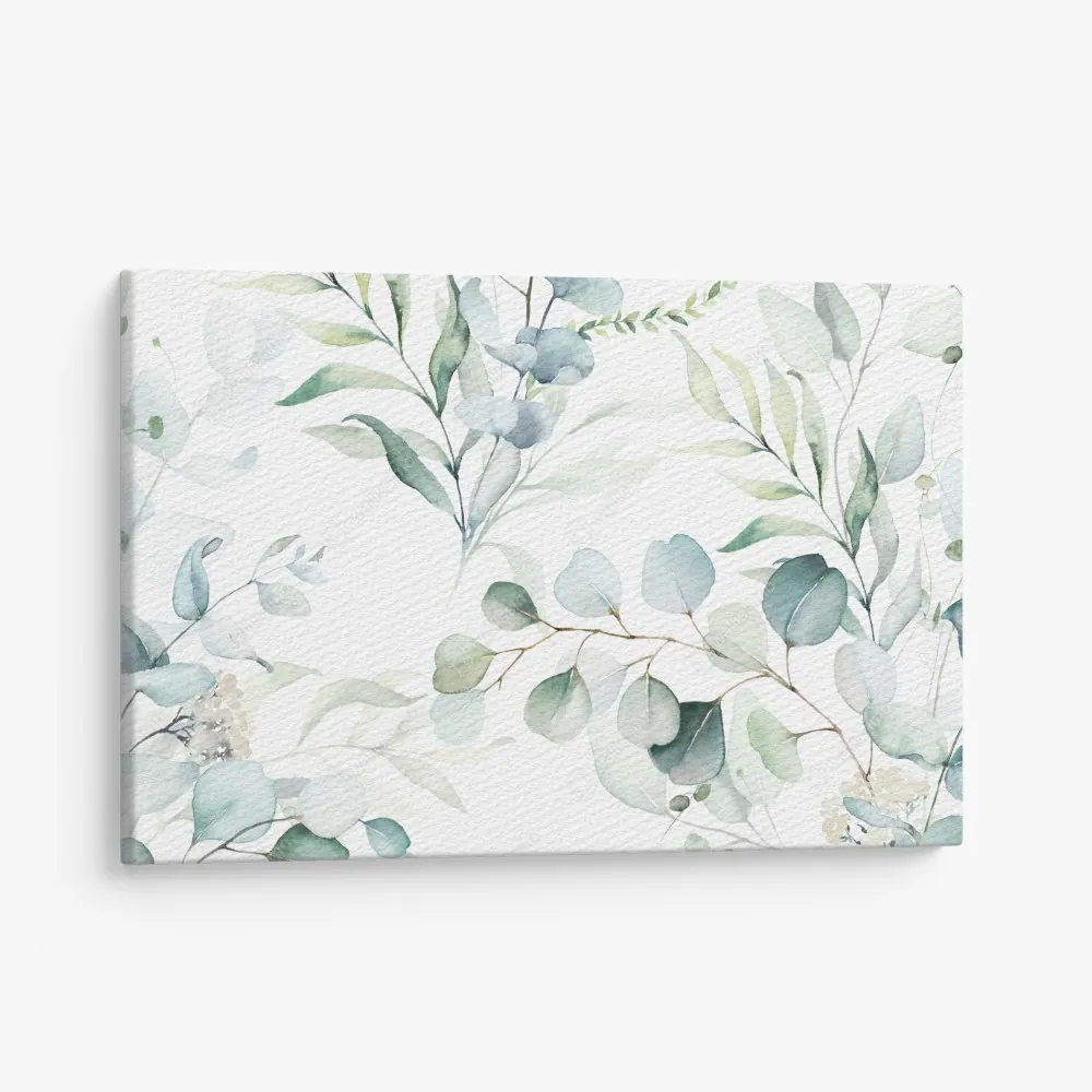 Leinwandbild aquarell eukalyptus blättermuster – Wallnifity® Leinwandbild aquarell eukalyptus blättermuster – Wallnifity®