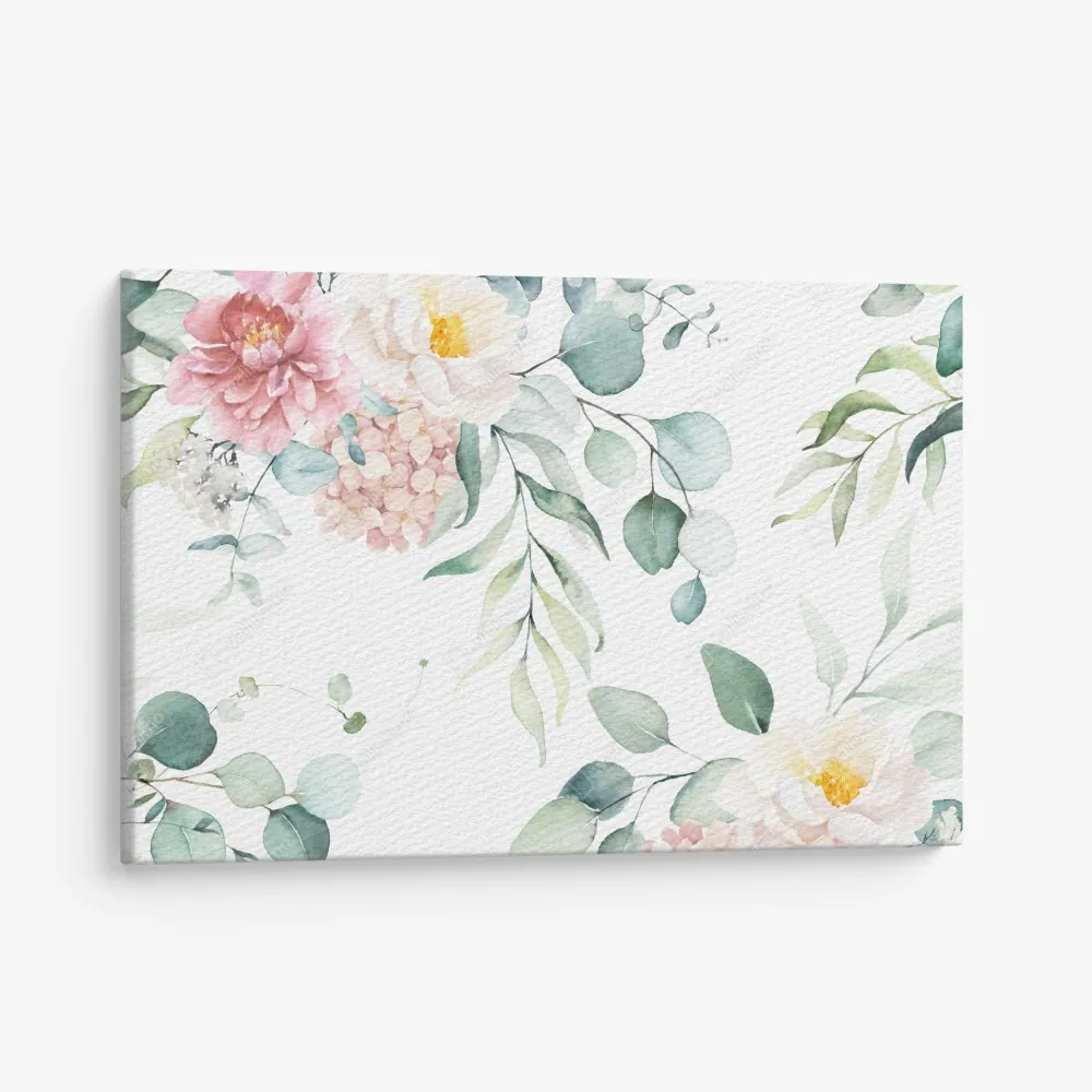 Leinwandbild zarter aquarellblumenstrauß – Wallnifity®