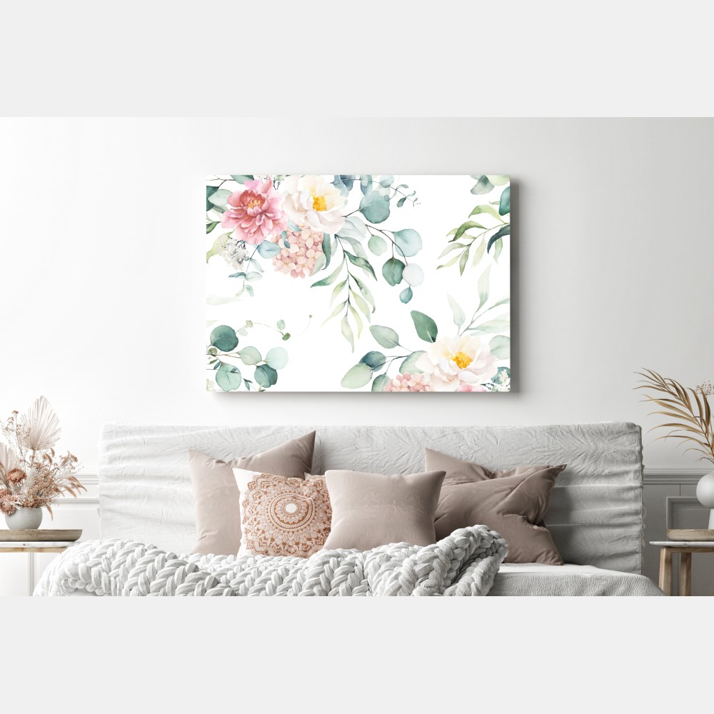 Leinwandbild zarter aquarellblumenstrauß – Wallnifity®