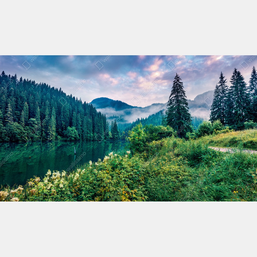 Leinwandbild nebliger sonnenaufgang über Lacu Rosu – Wallnifity® Leinwandbild nebliger sonnenaufgang über Lacu Rosu – Wallnifity®