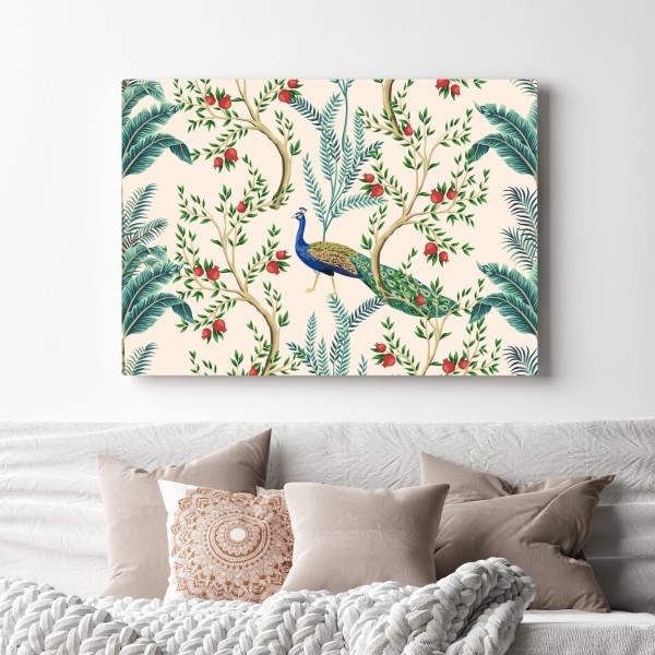 Leinwandbild pfau zwischen granatästen – Wallnifity® Leinwandbild pfau zwischen granatästen – Wallnifity®