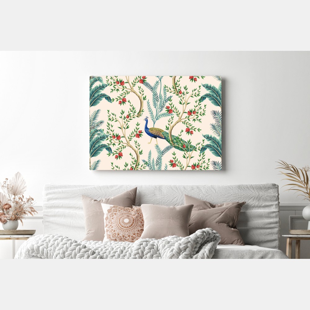 Leinwandbild pfau zwischen granatästen – Wallnifity® Leinwandbild pfau zwischen granatästen – Wallnifity®