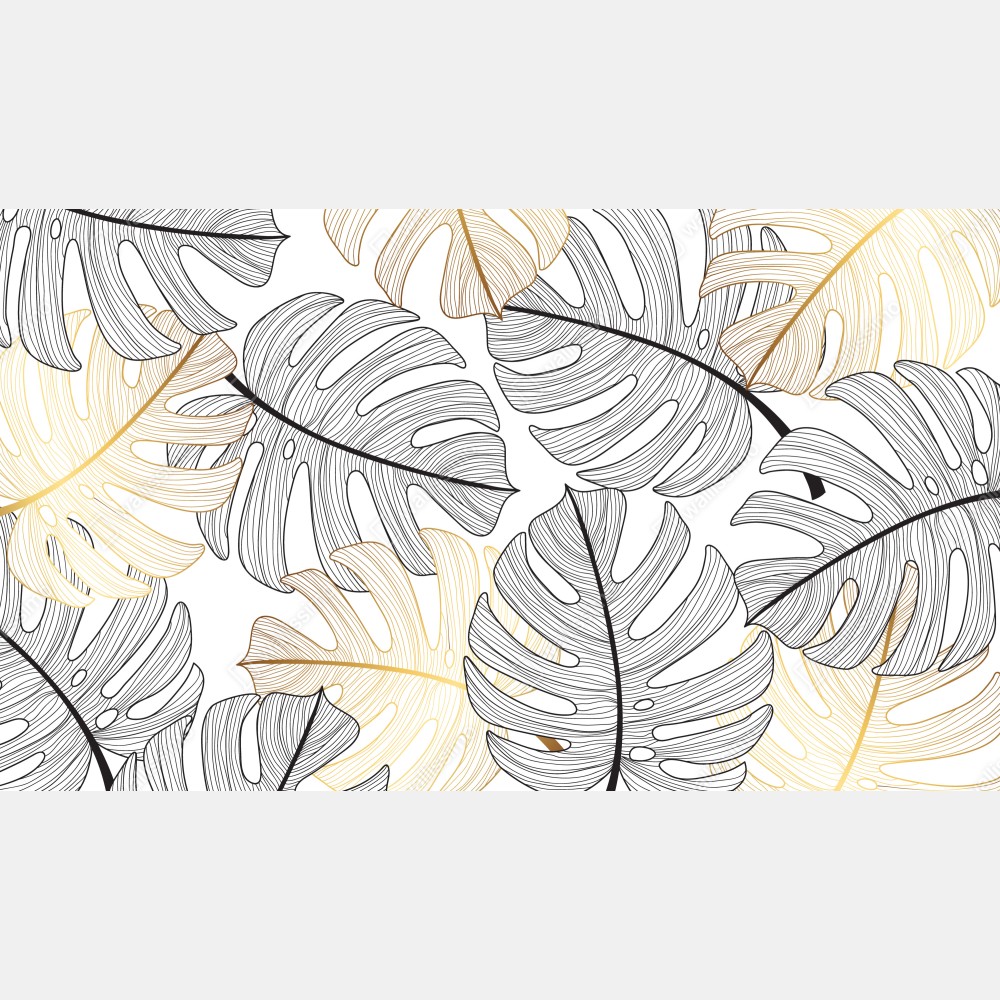 Leinwandbild monstera-blattmuster mit goldakzenten – Wallnifity®
