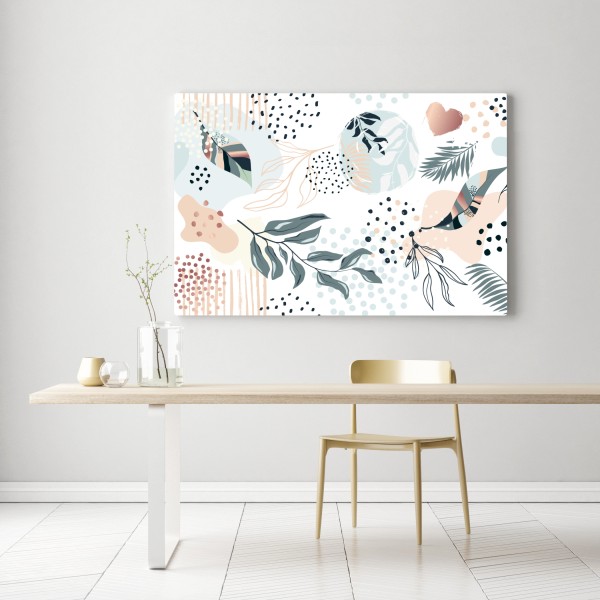 Leinwandbild pastellfarbenes botanisches abstraktes muster – Wallnifity® Leinwandbild pastellfarbenes botanisches abstraktes muster – Wallnifity®