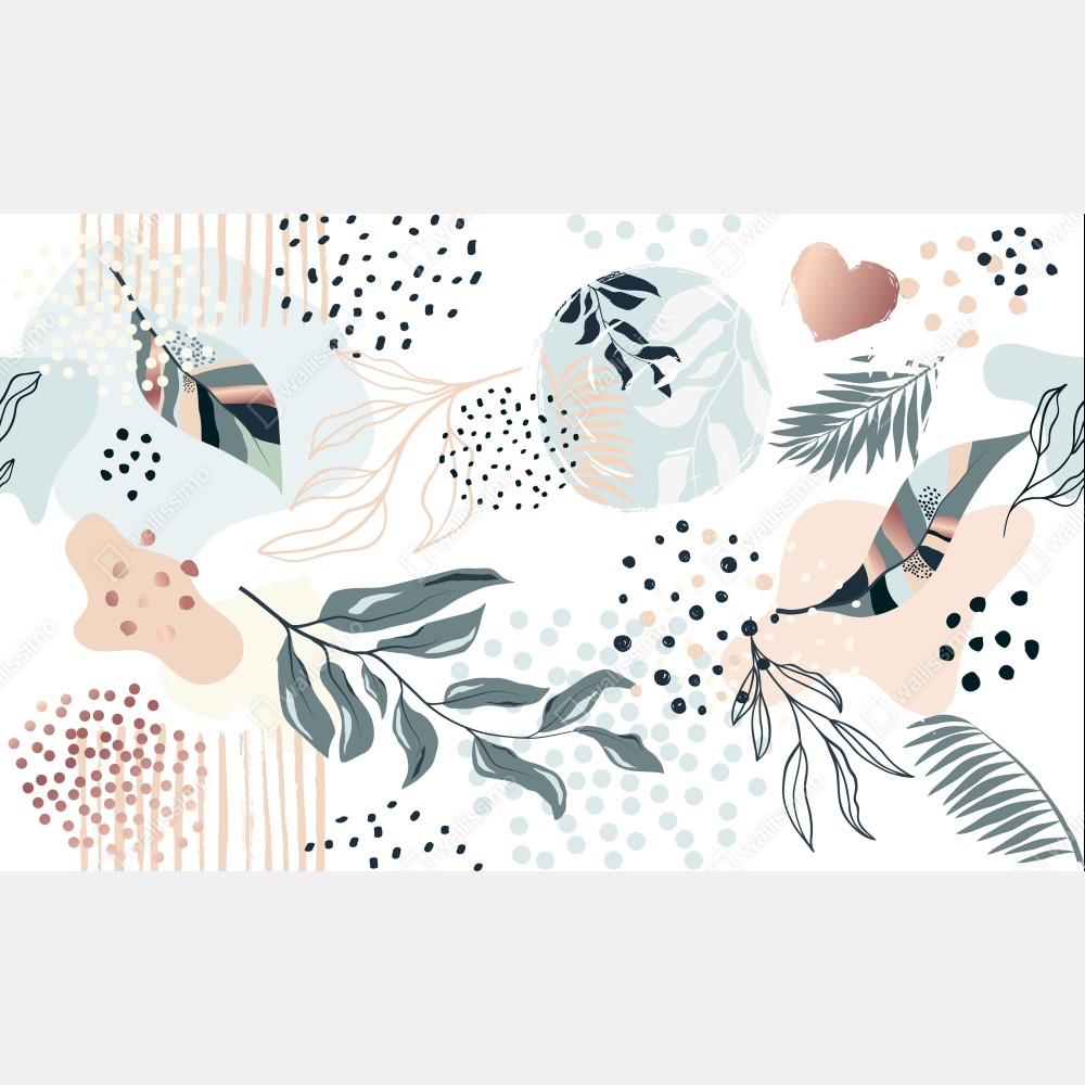 Leinwandbild pastellfarbenes botanisches abstraktes muster – Wallnifity® Leinwandbild pastellfarbenes botanisches abstraktes muster – Wallnifity®