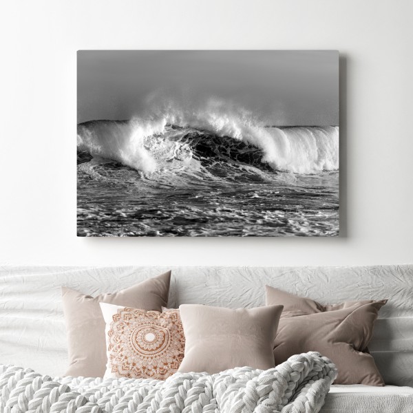 Leinwandbild dramatische schwarzweiß-welle des ozeans – Wallnifity® Leinwandbild dramatische schwarzweiß-welle des ozeans – Wallnifity®