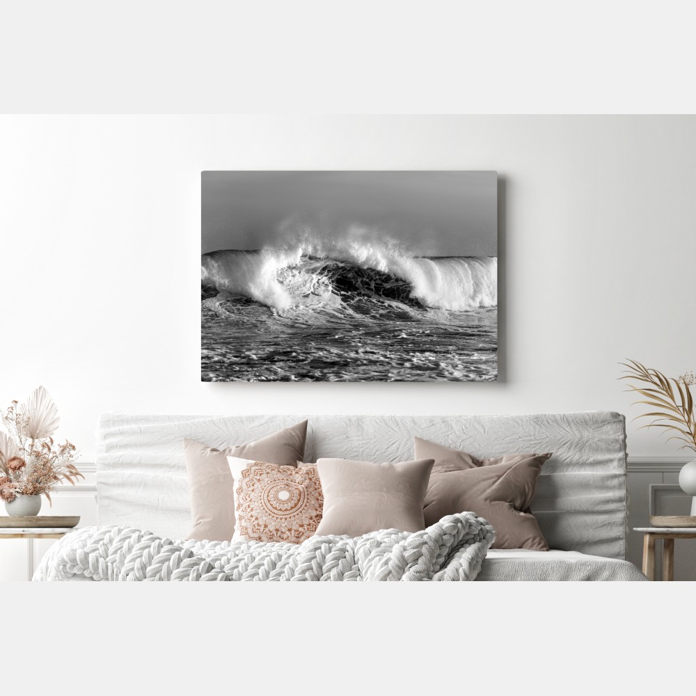 Leinwandbild dramatische schwarzweiß-welle des ozeans – Wallnifity® Leinwandbild dramatische schwarzweiß-welle des ozeans – Wallnifity®