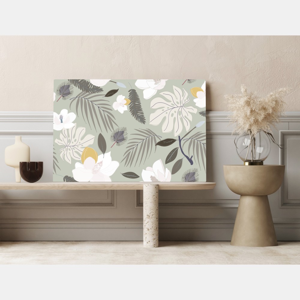 Leinwandbild zartes pastell botanikmuster – Wallnifity® Leinwandbild zartes pastell botanikmuster – Wallnifity®