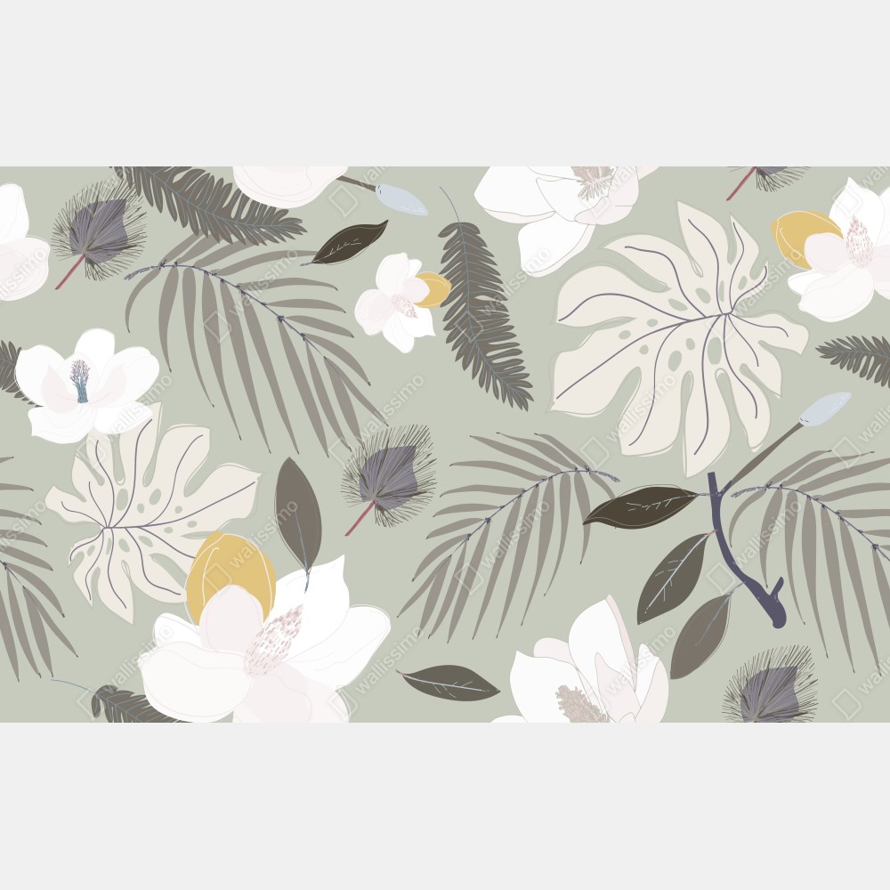 Leinwandbild zartes pastell botanikmuster – Wallnifity® Leinwandbild zartes pastell botanikmuster – Wallnifity®