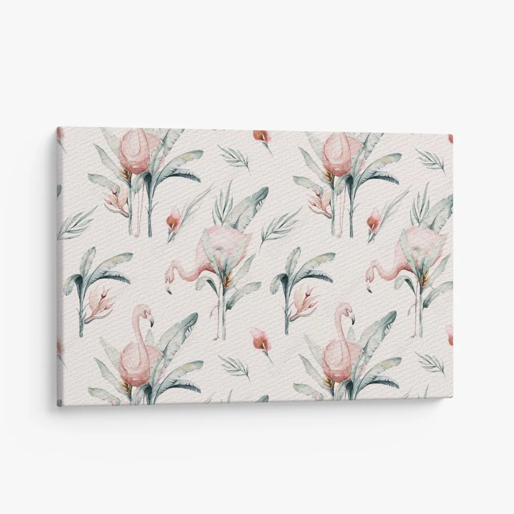 Leinwandbild aquarell flamingo tropisches muster – Wallnifity® Leinwandbild aquarell flamingo tropisches muster – Wallnifity®