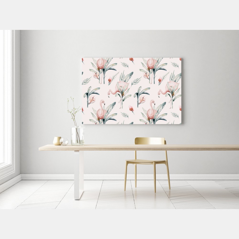 Leinwandbild aquarell flamingo tropisches muster – Wallnifity® Leinwandbild aquarell flamingo tropisches muster – Wallnifity®