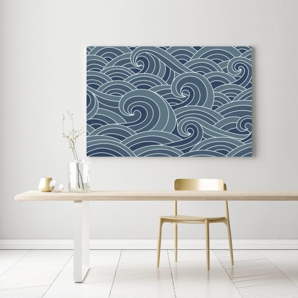 Leinwandbild stilisiertes wellenmuster – Wallnifity®