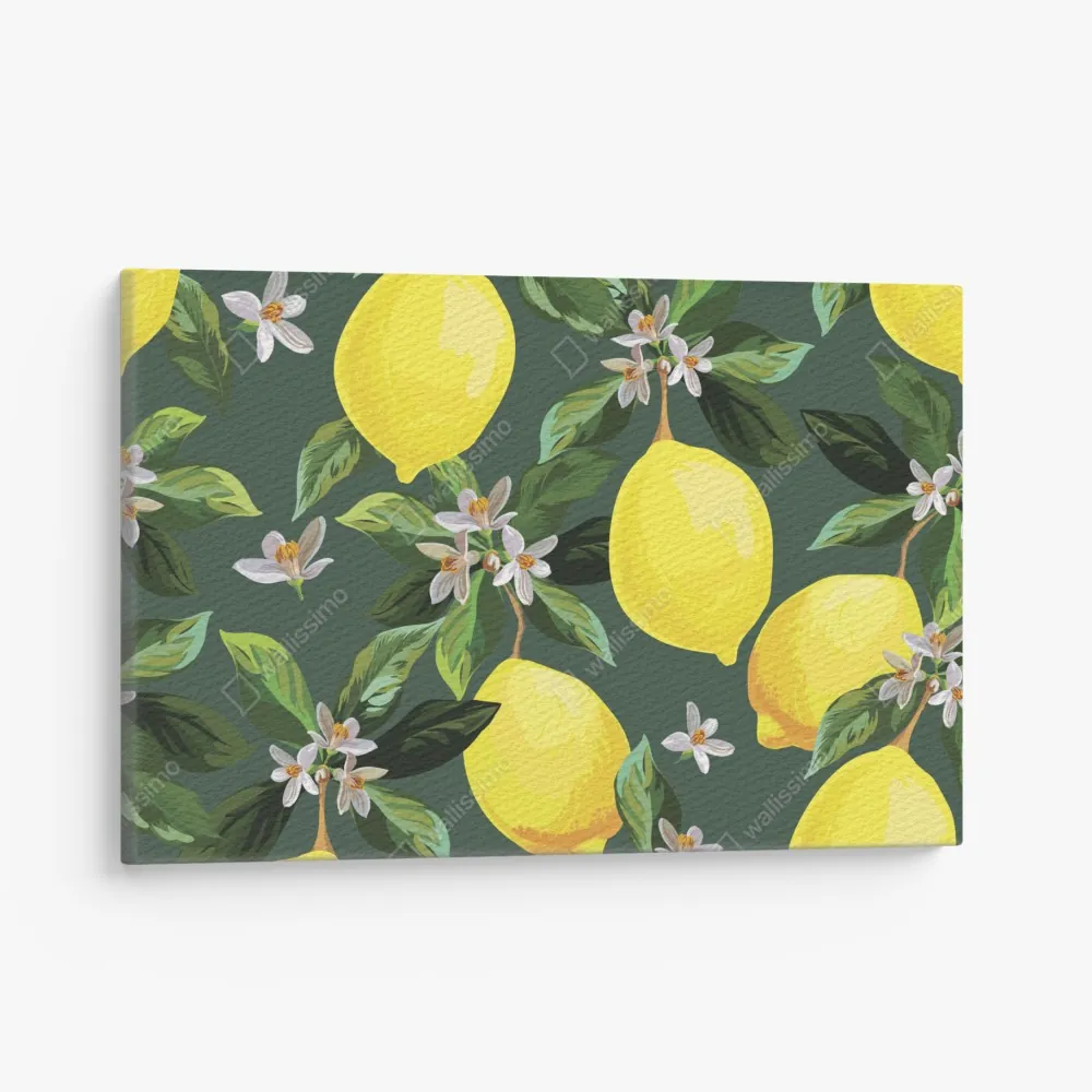 Leinwandbild botanisches zitronenmuster – Wallnifity® Leinwandbild botanisches zitronenmuster – Wallnifity®