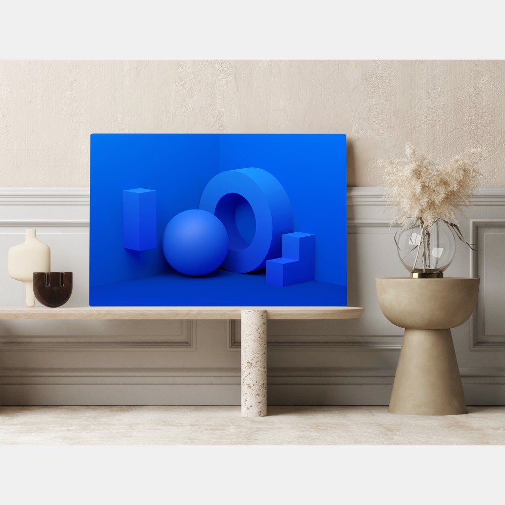 Leinwandbild blaue geometrische 3d-komposition – Wallnifity® Leinwandbild blaue geometrische 3d-komposition – Wallnifity®