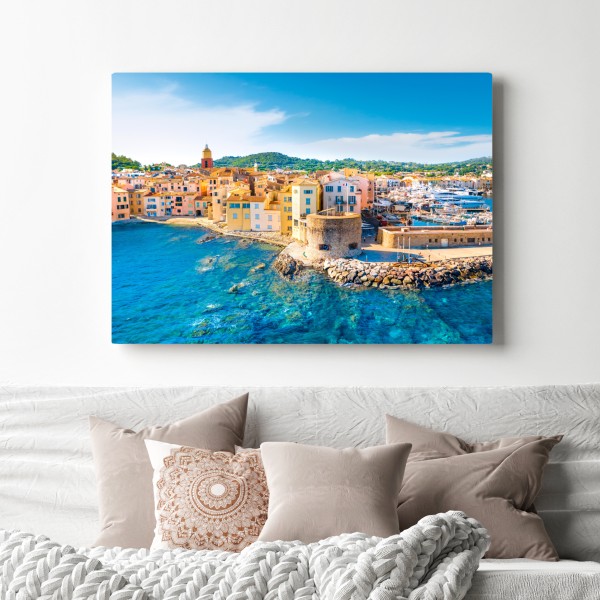 Leinwandbild sonniger Mittelmeerhafen – Wallnifity® Leinwandbild sonniger Mittelmeerhafen – Wallnifity®