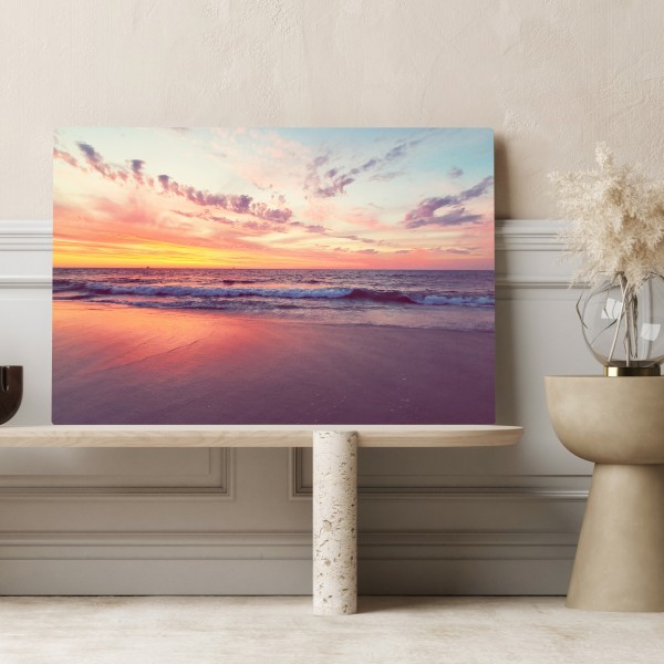 Leinwandbild pastelliger sonnenuntergang über ruhigem meer – Wallnifity® Leinwandbild pastelliger sonnenuntergang über ruhigem meer – Wallnifity®