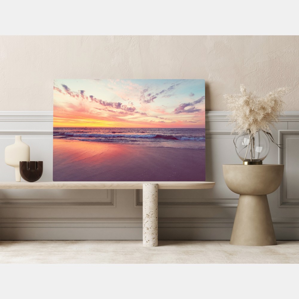 Leinwandbild pastelliger sonnenuntergang über ruhigem meer – Wallnifity® Leinwandbild pastelliger sonnenuntergang über ruhigem meer – Wallnifity®