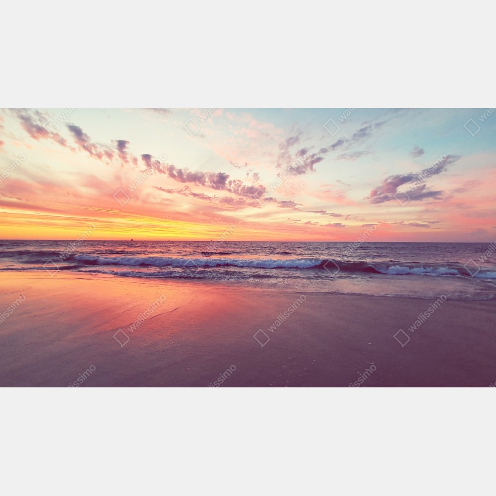 Leinwandbild pastelliger sonnenuntergang über ruhigem meer – Wallnifity® Leinwandbild pastelliger sonnenuntergang über ruhigem meer – Wallnifity®