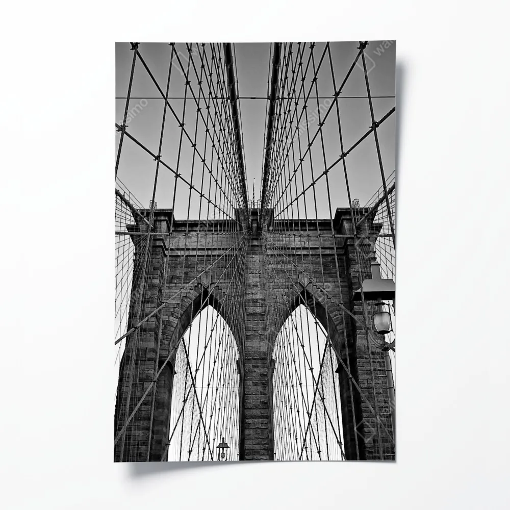 Poster symmetrische hängebrücke in schwarzweiß – Wallnifity®