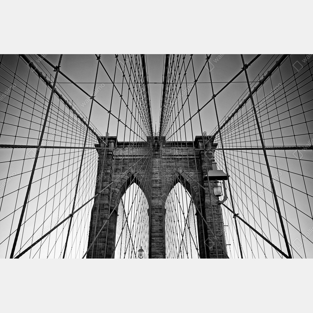 Poster symmetrische hängebrücke in schwarzweiß – Wallnifity®