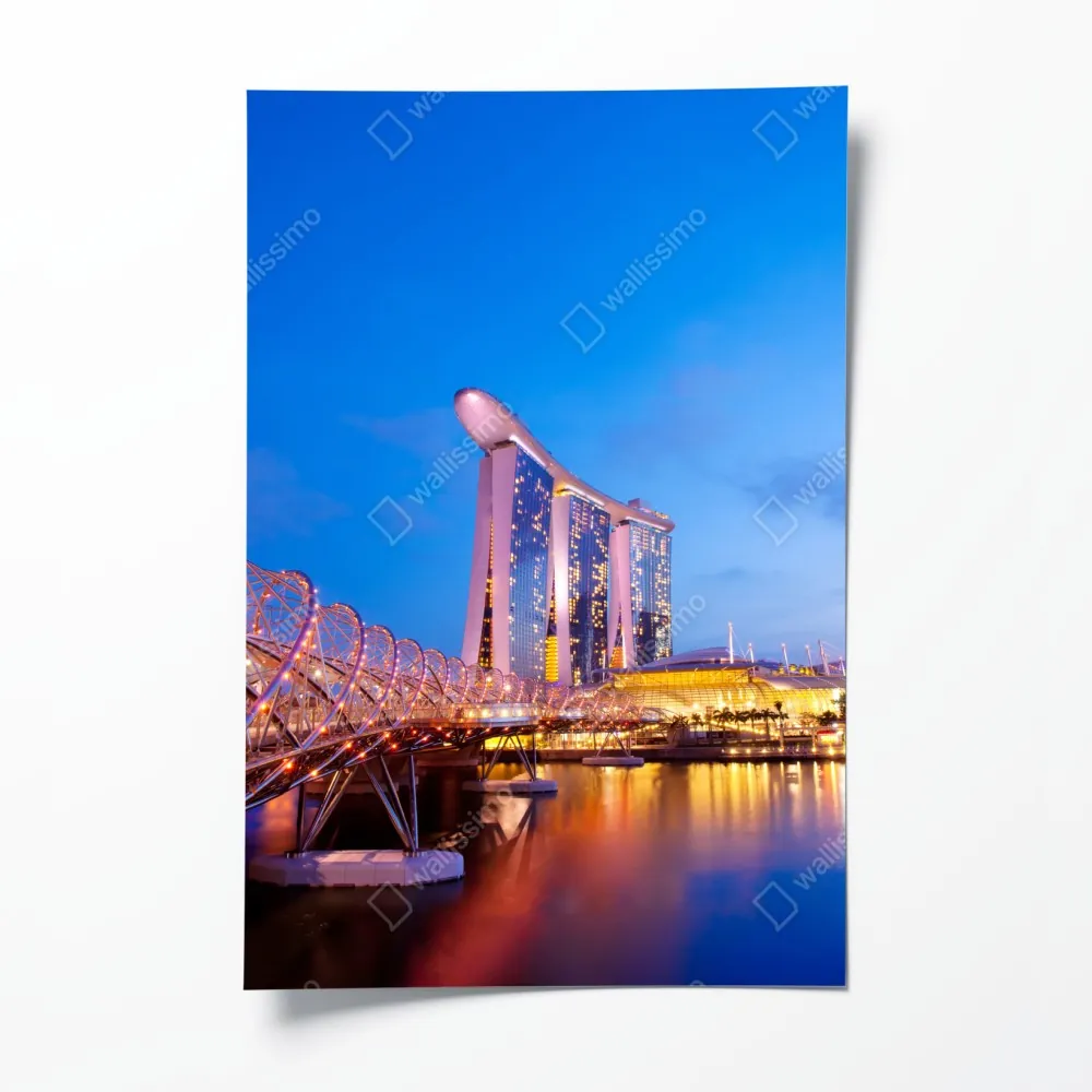 Poster stadtbild Marina Bay bei dämmerung – Wallnifity® Poster stadtbild Marina Bay bei dämmerung – Wallnifity®