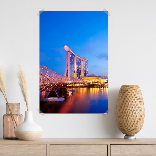Poster stadtbild Marina Bay bei dämmerung – Wallnifity® Poster stadtbild Marina Bay bei dämmerung – Wallnifity®