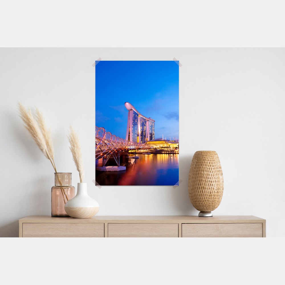 Poster stadtbild Marina Bay bei dämmerung – Wallnifity® Poster stadtbild Marina Bay bei dämmerung – Wallnifity®