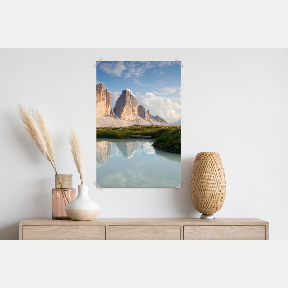 Poster sonnenbeschienene alpengipfel im spiegel des ruhigen sees – Wallnifity® Poster sonnenbeschienene alpengipfel im spiegel des ruhigen sees – Wallnifity®