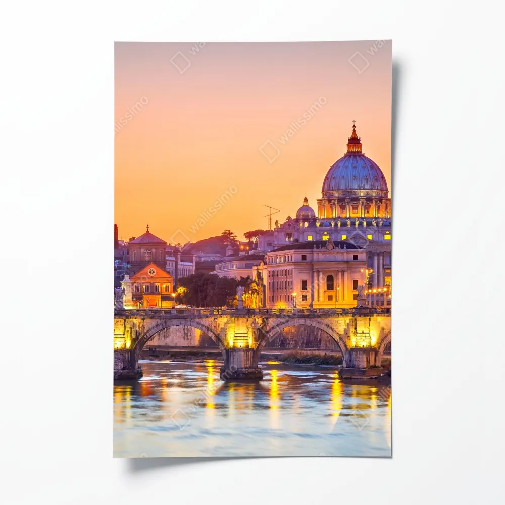 Poster sonnenuntergang über dem Petersdom und dem Tiber – Wallnifity® Poster sonnenuntergang über dem Petersdom und dem Tiber – Wallnifity®